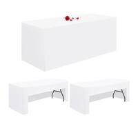 Lumaycens 3 Pack White Table Cloth Open Back Fitted Tablecloth for 6ft Folding Table Washable 6ft Table Cloth Polyester Fabric Table Cover Rectangle for Wedding Party Trade Craft Show Display Events