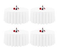 Lumaycens 4 Pack Round Tablecloth 120 Inch White Round Table Cloth Wrinkle Resistant Washable White Table Cloths Polyester Fabric Table Cover for Wedding Party Restaurant Buffet Table