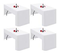 Lumaycens 4 Pack White Tablecloth Open Back Fitted Tablecloth for 6ft Folding Table Washable Polyester Fabric White Table Cloth Table Cover for Trade Craft Show Display Party Wedding Events