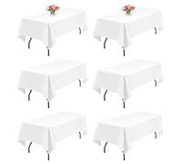 Lumaycens 6 Pack White Polyester Tablecloths,60 x 102 Inch for 6ft Rectangle Table Cloth Washable and Reusable Stain and Wrinkle Resistant for Wedding Party Banquet Camping Restaurant Decoration
