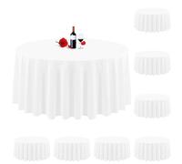 Lumaycens 8 Pack Round Tablecloth 120 Inch White Round Table Cloth Wrinkle Resistant Washable White Tablecloths Polyester Fabric Table Cover for Wedding Party Restaurant Buffet Tables