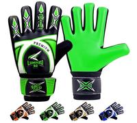LUMAZU Premium Football Goalkeeper Gloves for Kids Anti Slip Shock Absorption Super Grip Padded Palms Juniors Soccer Goalie Gloves With Wrist Support Protection for Girls Boy (Green, Size 3/4)
