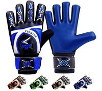 LUMAZU Premium Football Goalkeeper Gloves for Kids Anti Slip Shock Absorption Super Grip Padded Palms Juniors Soccer Goalie Gloves With Wrist Support Protection for Girls Boy (Blue, Size 3/4)