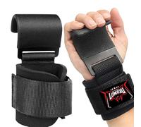 LUMAZU Weightlifting Hooks Grips Heavy Duty Wrist Wraps Coating Hooks Workout Wrist Support Neoprene Padded Lifting Straps with Hook Gym Weightlifting Gloves Exercise Fitness & Dead lifting (Black)