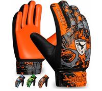 LUMAZU Youth Soccer Goalkeeper Gloves Kids Adult (Orange, Size 4 suitable for 6 to 9 Years Old)