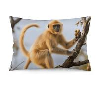 Lumbar Pillow Cover - Golden Snub-Nosed Monkey Double-Sided Printed Plush Cushion Case with Hidden Zipper, Decorative Throw Pillow Cover for Couch Bedroom Living Room Outdoor Use 12 "x20