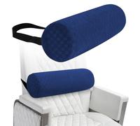Lumbar Roll Pillow for Lower Back, Lumbar Support Foam Roll Cushion with Pillowcase and Upgraded Strap for Office, Chair, Car, Seat Pain Relief & Improving Posture (Dark Blue, Long-15*4.3'')