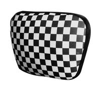 Lumbar Support - Headrest Cushion, Checkered Pattern Ergonomic Neck Pillows | Breathable Fabric Head Resting Tool For Long Drives, Removable Case For Easy Cleaning, Soft Memory Foam Padding