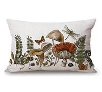 Lumbar Throw Pillow Cover 12x20 Inch Decorative Bedroom Living Room Cute Forest Witch Magic Mushroom Forager Fern Rectanglar Cushion Case for Bed Sofa Couch Jcp206