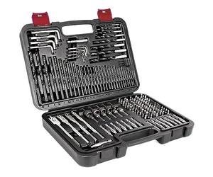 LUMBER JACK 150 Piece Combination Drill Bit Set, Includes HSS Titanium Twist, Masonry, Wood, Screwdriver Bits & More in Storage Case