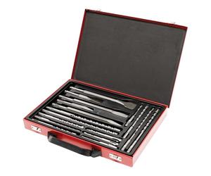 LUMBER JACK 17 Piece SDS Plus Drill Bit & Chisel Set in Metal Storage Case