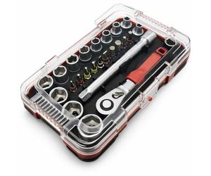 LUMBER JACK 25 Piece 1/4" Square Drive Metric Socket Set with Reversible Soft Grip Ratchet Handle - Screwdriver Bits for DIY Home Workshop & Professional Use
