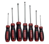 LUMBER JACK 7 Piece Screwdriver Set, Magnetic Tipped Screwdrivers, Phillips & Flat Head Soft Grip Handle, Sizes 6x150mm 6x125mm 5x100mm 3x75mm PH2x125mm PH1x100mm PH0x75mm