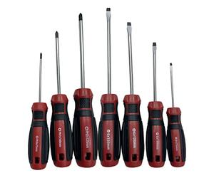 LUMBER JACK 7 Piece Screwdriver Set, Magnetic Tipped Screwdrivers, Phillips & Flat Head Soft Grip Handle, Sizes 6x150mm 6x125mm 5x100mm 3x75mm PH2x125mm PH1x100mm PH0x75mm