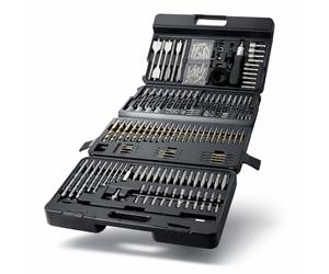 LUMBER JACK Assorted Drill Bit Set 204 Piece Wood Masonry HSS Hex Driver Supplied In Plastic Hard Case