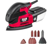 LUMBER JACK DS220 220W Detail Palm Sander with Dust Extraction, Ergonomic Handle, Quick Sandpaper Change, and Versatile Sanding Pads, Compact, Lightweight, Ideal for Corners & Detailing