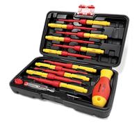 LUMBER JACK Insulated Screwdriver Set VDE, 13 Piece Professional Kit, 1000V Rated Magnetic Tips with Carry Case, Red and Yellow