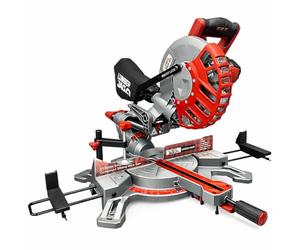 LUMBER JACK Sliding Compound Mitre Saw, 210mm Single Bevel Action 1500W 240V 45 Degree Bevel 4500rpm Includes 24T Blade
