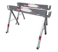 LUMBER JACK Steel Folding Sawhorse Heavy Duty Twin Pack 1180kg Capacity Supports Slots for 2 x 4 Timber Includes Carry Handle & Non-Slip Pivoting Rubber Feet