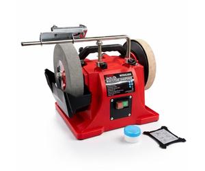 LUMBER JACK Whetstone Wet Stone Sharpener System 200mm with Leather Honing Wheel, Electric Grinding & Polishing Tool 180W