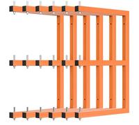 Lumber Rack Wall-Mounted Lumber Storage Rack, Heavy Duty Wood Storage Racks with 9-Level System, 1980 LB Sturdy Garage Wood Organizer, Orange Lumber Metal Racks for Indoor and Outdoor (6 Pack)