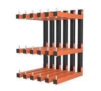 Lumber Storage Rack Wall-Mounted Lumber Racks Heavy Duty Wood Storage Rack with 9-Level Holds Up 1080 LB Sturdy Folding Garage Wood Organizer Orange Shelving Metal Shelf for Indoor & Outdoor- 6 Pack