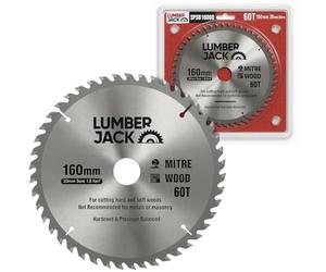 Lumberjack 160mm Circular Saw Blade, 60 TCT, 20mm Bore, 1.8mm Kerf | 160mm 60T carbide-tipped circular saw blade with 20mm bore for smooth, precise cuts in hardwood and softwood.