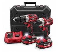 Lumberjack 20V XP Twin Kit Combi Drill Impact Driver 2x4.0Ah Batteries | 50Nm Drill & 150Nm Impact Driver with 2x 4.0Ah Batteries, Charger & Case