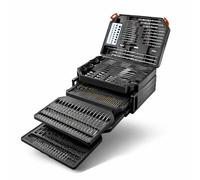 Lumberjack 300 Piece HSS Drill Bit Set for Masonry Metal Wood Flat Pozi Bits in Case in Black Lumberjack Black