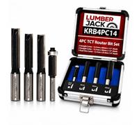Lumberjack 4pc TCT Kitchen Fitter Router Bit Set, Worktop Router Bit Set | 4pc TCT router bit set for clean, precise trimming of kitchen worktops, laminate, cupboards and shelving