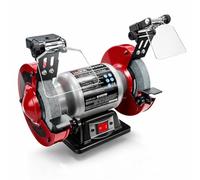 Lumberjack 6" Bench Grinder Heavy Duty 250W Grinding Machine with LED Work Lights, Magnified Safety Shield, Medium & Coarse Grinding Wheels, Powerful Workshop Sharpening Tool