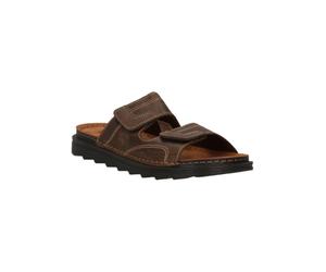 Lumberjack Asher Men's Leather Slipper with Strap Adjustment, Dark Brown, 9.5 UK