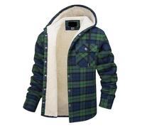 Lumberjack Jacket Mens Mens Warm Shacket Fleece Lined Checked Sherpa Jacket Plaid Lumberjack Coat For Winter Windproof Soft Touch Outerwear Casual Smart Urban Style Men Coats Fleece Green L