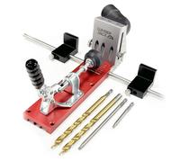 Lumberjack Pocket Hole Jig Kit Professional Woodworking Tool for DIY Carpentry Projects in Red Lumberjack Red