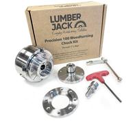 Lumberjack Precision 100 Woodturning 4-Jaw Lathe Chuck Set 1 Inch x 8 TPI Thread Includes Storage Box in Silver Lumberjack Silver