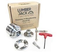 Lumberjack Precision 75 Woodturning 4-Jaw Lathe Chuck Set 1 Inch x 8 TPI Thread Includes Storage Box in Silver Lumberjack Silver