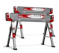 Lumberjack Saw Horses Twin Pack Adjustable Folding Saw Horse Work Trestles | 1,180kg capacity, 648-826mm adjustable height, 42x95mm joist support, folding design, carry handles, steel frame