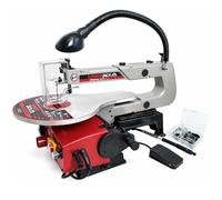 Lumberjack Scroll Saw 16" 405mm Variable Speed with Flexi LED Light, Flexi Shaft & Foot Pedal Rotary Tool, 64pc Accessory Kit, Scroll Saws for Woodworking, Pinned & Pinless Blades, Mini Band Fret Saws