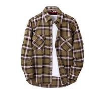 Lumberjack Shirt Men Flannel Plaid Green Check Overshirt Jacket Style Buffalo Tartan Chemise Camisa in 2 Styles The Madras or The Kew Plaid - Citrine Olive Green, XL
