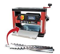 Lumberjack Thicknesser with Helical Cutter Spiral Head, 1500W Portable Bench Top