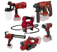 Lumberjack Tools Lumberjack 6 Piece 20V Cordless Tool Set Includes Planer, Paint Sprayer, Impact Wrench, Caulking Gun, Grease Gun & Hammer Dri