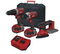 Lumberjack Tools Lumberjack Cordless 20V Twin Kit Combi Drill Impact Driver Drill & Detail Sander With 4A Batteries & Fast Charger