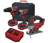 Lumberjack Tools Lumberjack Cordless 20V Twin Kit Combi Drill Impact Driver Drill & Jigsaw With 4A Batteries & Fast Charger