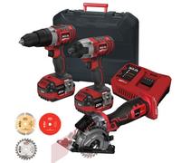 Lumberjack Tools Lumberjack Cordless 20V Twin Kit Combi Drill Impact Driver Drill & Mini Plunge Saw With 4A Batteries Fast Charger & Blades