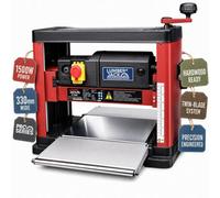 LUMBER JACK 330mm Bench Top Thicknesser Portable Woodworking Machine with Folding Tables, Easy Blade Height Adjustment and Multi Size Dust Port