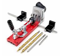 Lumberjack Pocket Hole Jig Kit Professional Woodworking Tool for DIY Carpentry Projects in Red Lumberjack Red