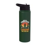 Lumberjacks Loggers Tree Surgeons Forestry Patriotic USA Stainless Steel Insulated Water Bottle