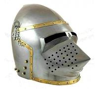 Lumberkart Full Metal Medieval Knight Helmet with Visor Late Middle Ages Pig face Bascinet Armor - Historical Functional Replica Rustic Vintage Home Decor Gifts