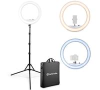 Lume Cube - LED Ring Light for Videos, Selfies, Live Streaming | 18" Circle Light with Stand, Phone Holder and Camera Stand, Laptop + 6.5 Tripod Stand