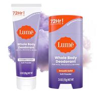 Lume Full Body Deodorant, Invisible Cream, 72 Hour Odour Control, Aluminium Free, BPA Free, Skin Safe, 100ml Tube and 6.6g Firm Stick